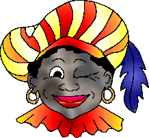 Animatie van Zwarte Piet: Zwarte Piet geeft een knipoog
